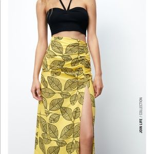 ZARA LINEN BLEND Yellow SKIRT